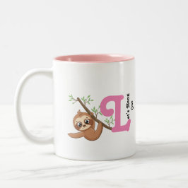 Låt oss ut | Cute Hanging Sloth Funny Två-Tonad Mugg