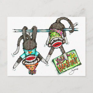 Låt oss ut - Sock monkey Vykort