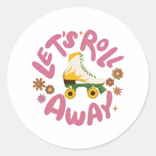 Låt oss utrullning av rullskridskor runt klistermärke