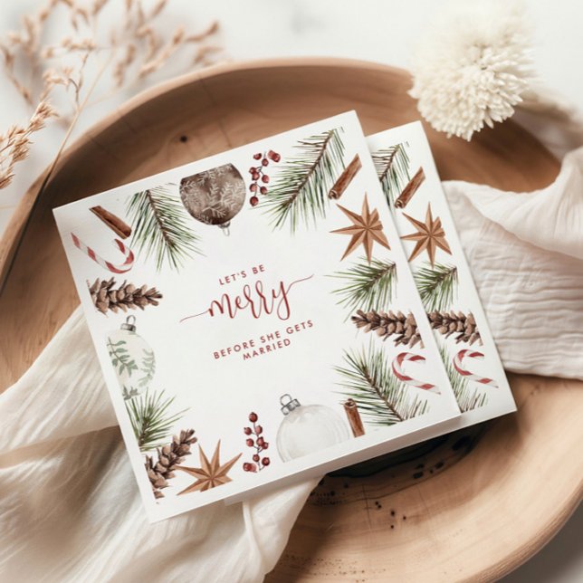 Låt oss vara glada Rustik julbröllopsfest Pappersservett (Skapare uppladdad)