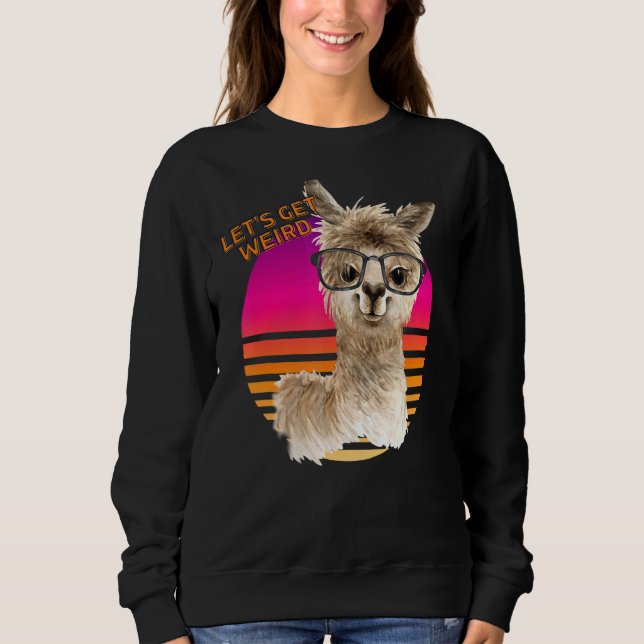 Låt oss vara Konstig djur hipster Llama med glas T Shirt (Framsida)