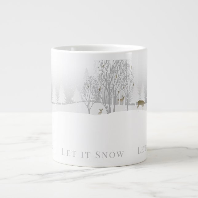 Låt oss vara Snö, Winter Woodland Scene med Hjort Jumbo Mugg (Framsidan)