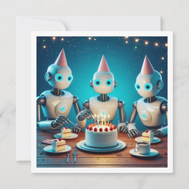 Låt oss växlar upp för robotfödelsedag, vetenskaps inbjudningar (Framsida)