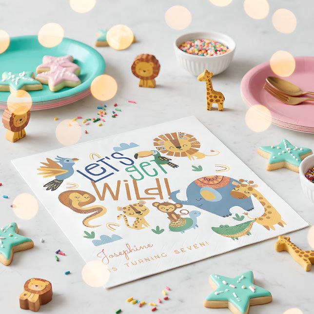 Låt oss vild safari djur barns födelsedag party pappersservett (Skapare uppladdad)