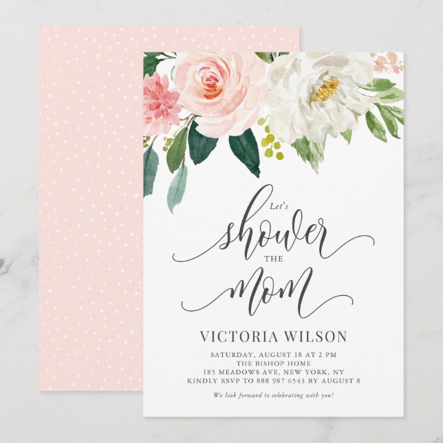 Låt oss Visa Mamma  Blommigten för babykläder för  Inbjudningar (Fram/baksida)