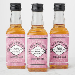 Låt Party bli GIN - DRYCK MIG ROSA Bröllop vara fö Spritflaskor Etikett