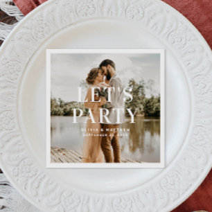 Låt party. Modern minimalistisk typografi bröllop Pappersservett