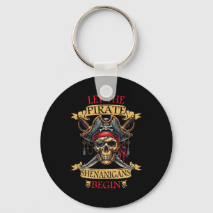 Låt Pirat shenanigans börja Halloween Skull N Nyckelring