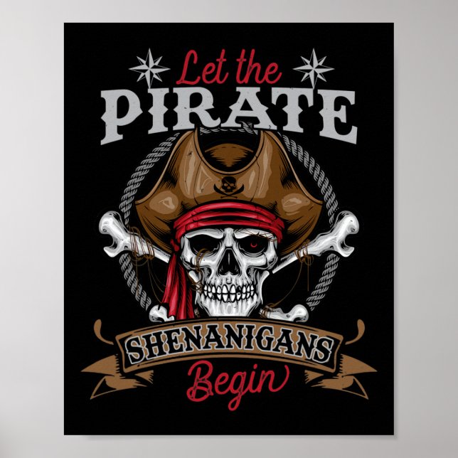 Låt Pirat Shenanigans börja med Skeleton Hallowee Poster (Framsidan)
