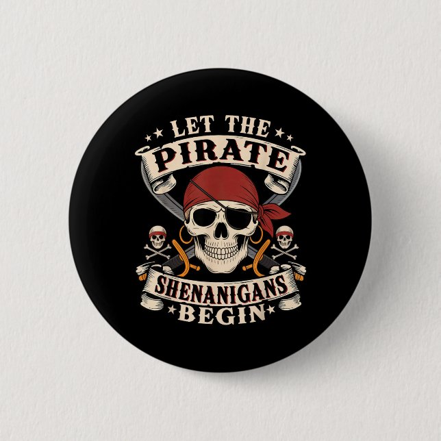 Låt Piratskälmen Börja Skalle Pirat Knapp (Framsida)