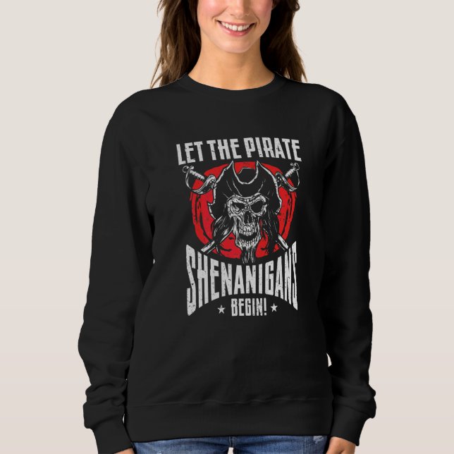 Låt Piratskämtet Börja Jolly Roger T Shirt (Framsida)