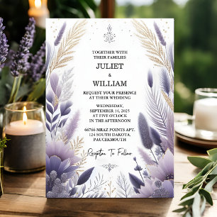 Låt Plum Fall Vår Sar Lavender Sage Bröllop Inbjudningar