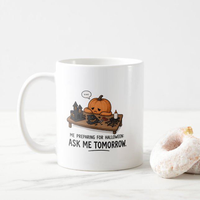 Lat pumpa Halloween-förberedelse illustration Kaffemugg (Med munk)