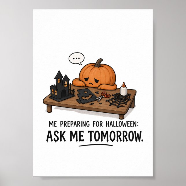 Lat pumpa Halloween-förberedelse illustration Poster (Framsidan)