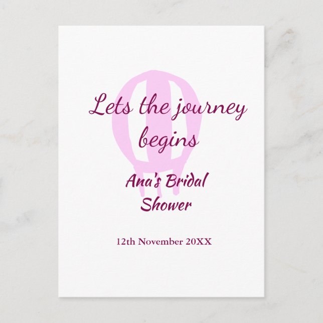 låt resan börja bröllopsdusch lägg till namnspänne vykort (Framsida)