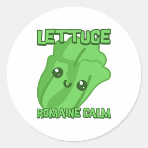 Låt Romaine Lugn! Cute Vegetable Pun-Tecknad Runt Klistermärke