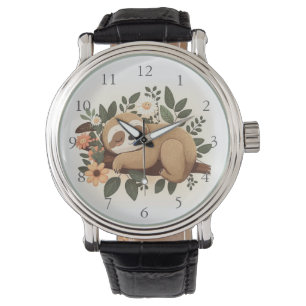 Lat sen dovande på en gren tecknad armbandsur