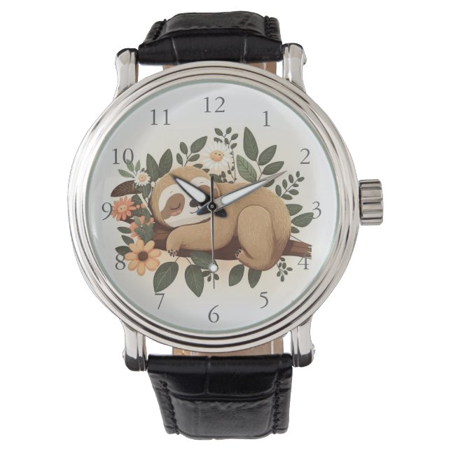 Lat sen dovande på en gren tecknad            armbandsur (Framsida)