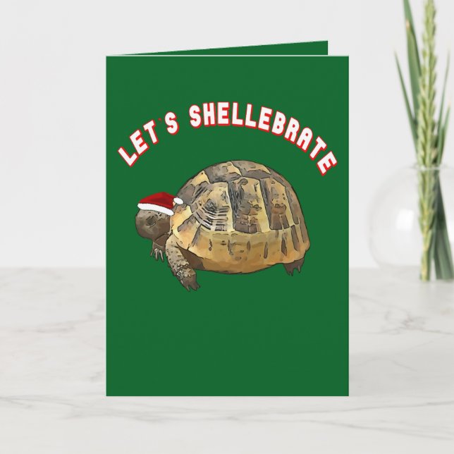 Låt Shellebrate jultortoise Wearing Santa Helgkort (Framsida)