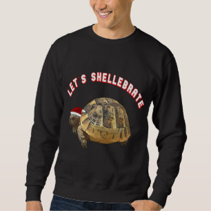 Låt Shellebrate jultortoise Wearing Santa Lång Ärmad Tröja