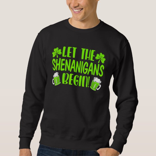 Låt Shenanigan börja med St patricks day Irish Bee Lång Ärmad Tröja (Framsida)