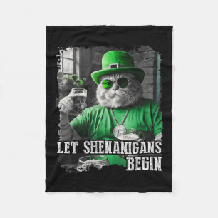 Låt Shenanigans Begin Funny Tjock Cat St. Patricks Fleecefilt