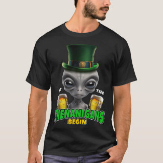 Låt shenanigans börja Alien St Patrick-dagen T Shirt