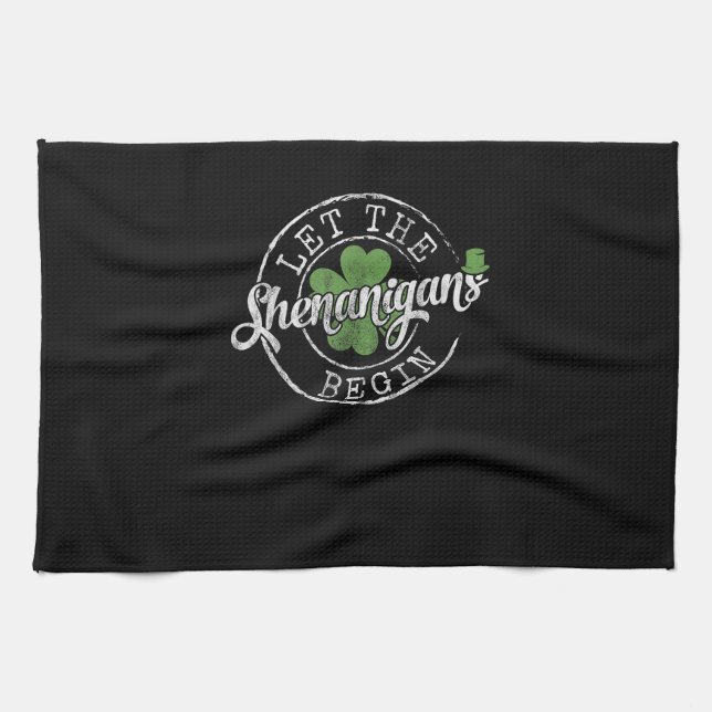 Låt Shenanigans börja Funny Klöver St Patrick Kökshandduk (Horisontell)