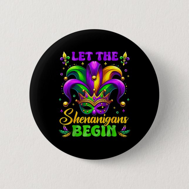 Låt shenanigans börja med Mardi Gras 4 Knapp (Framsida)