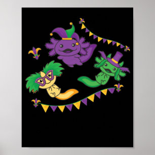 Låt Shenanigans börja med Mardi Gras Axolotl Poster