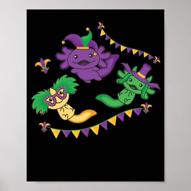 Låt Shenanigans börja med Mardi Gras Axolotl Poster (Framsidan)