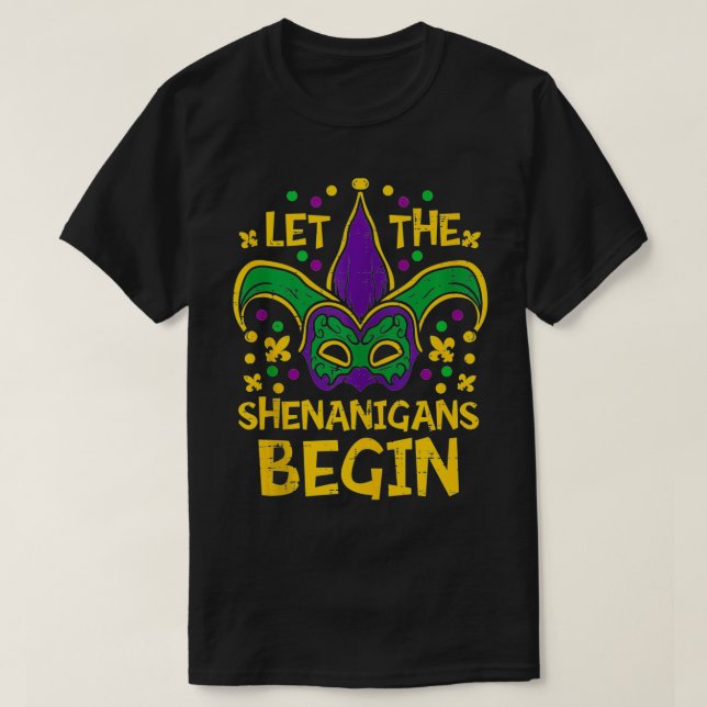 Låt Shenanigans börja med Mardi Gras Jester Hat Mo T Shirt (Design framsida)