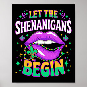 Låt Shenanigans börja med Mardi Gras Kiss Läppar Poster