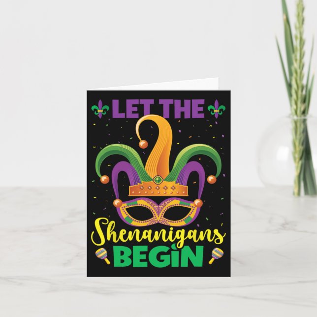 Låt Shenanigans börja med Mardi Gras Lycklig Mardi Kort (Framsida)