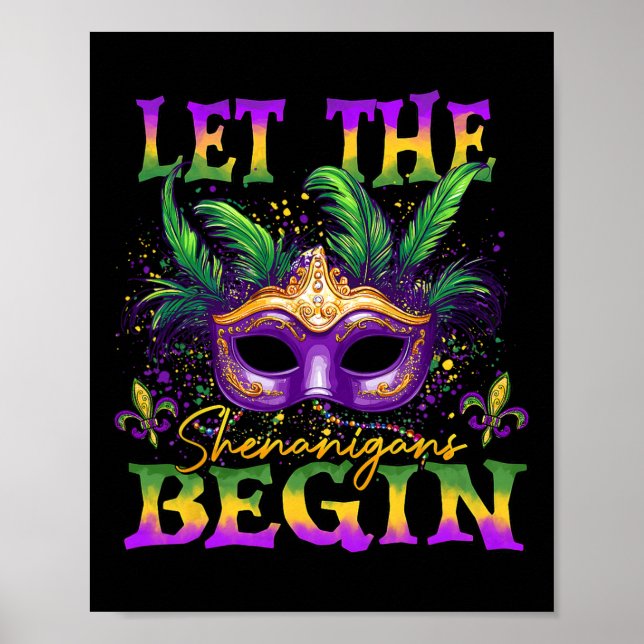 Låt shenanigans börja med Mardi Gras Mask Costume Poster (Framsidan)