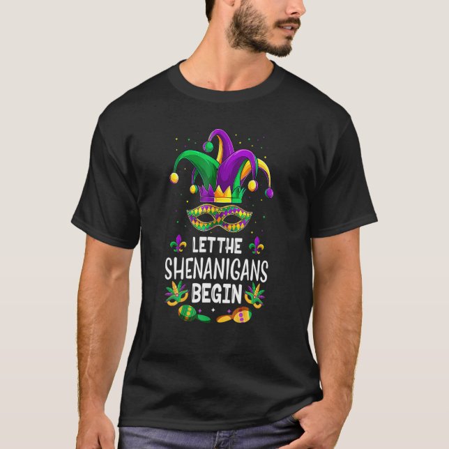 Låt Shenanigans börja med Mardi Gras S, Kids Manar T Shirt (Framsida)