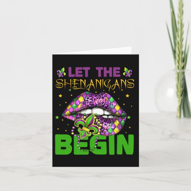 Låt Shenanigans börja med Mardi Gras Shirts2 Kort (Framsida)