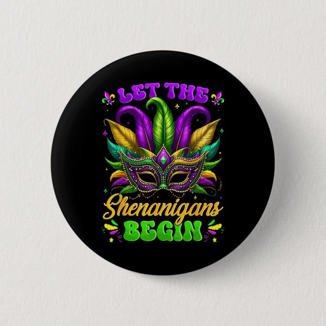 Låt Shenanigans börja med Mardi Gras Shirts Manar  Knapp (Framsida)