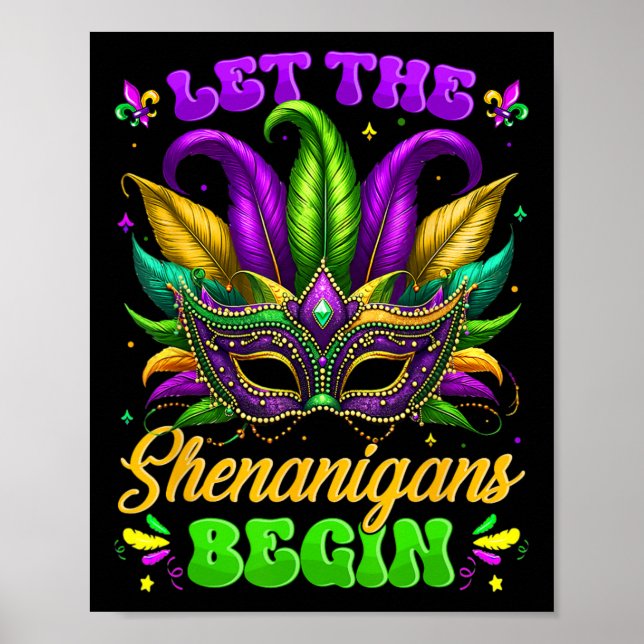 Låt Shenanigans börja med Mardi Gras Shirts Manar  Poster (Framsidan)