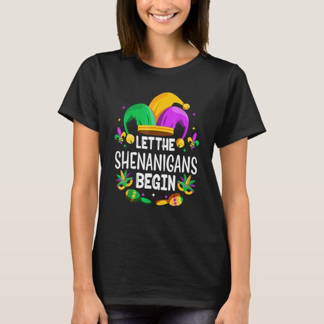 Låt Shenanigans börja med Mardi Gras T Shirt (Framsida)