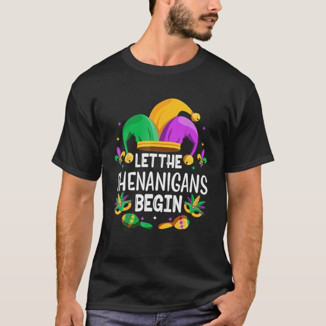 Låt Shenanigans börja med Mardi Gras T Shirt (Framsida)