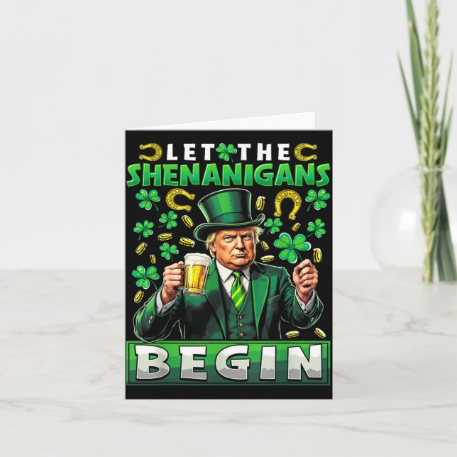 Låt shenanigans börja med St patricks day Shamrock Kort (Framsida)