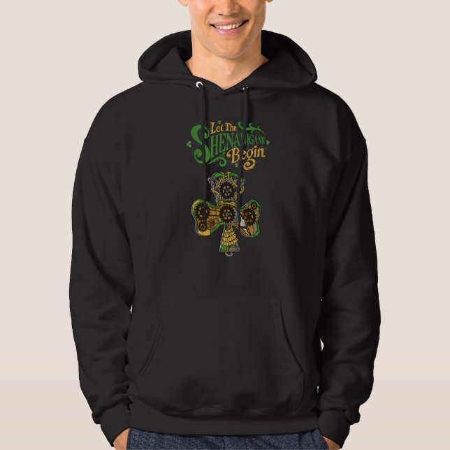 Låt Shenanigans börja med Steampunk Klöver St Pat Hoodie (Framsida)