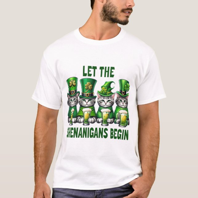 Låt shenanigans börja St. Patrick's - Cat T Shirt (Framsida)