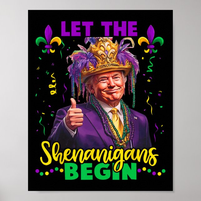 Låt Shenanigans börja trumpa Mardi Gras Manar Wom Poster (Framsidan)