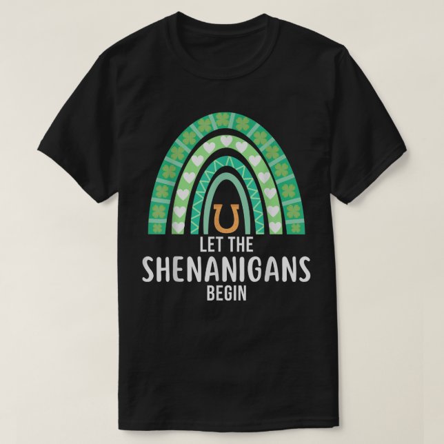 Låt Shenanigans påbörja Grönten Rainbow St Patrick T Shirt (Design framsida)