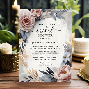 Låt Silke Rosa Boho Peony Dusty Ro Möhippa Inbjudningar