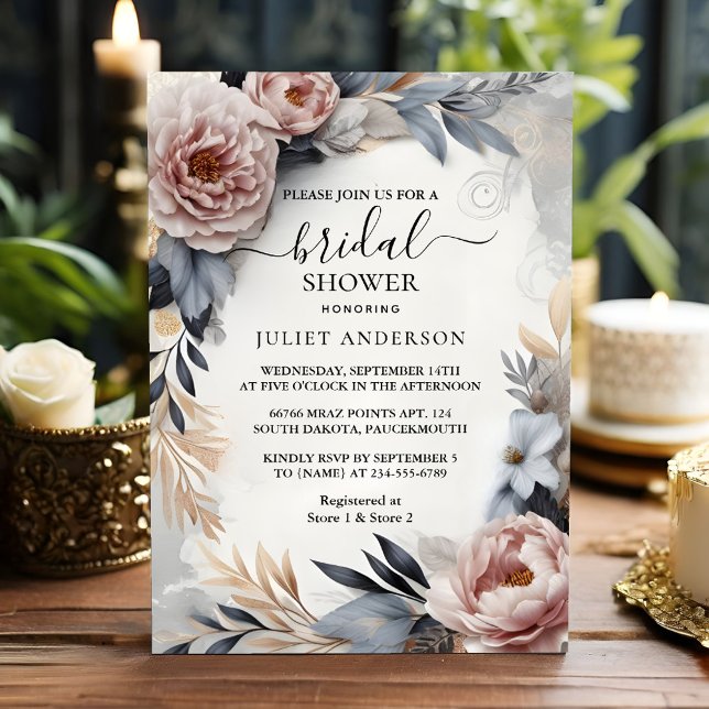 Låt Silke Rosa Boho Peony Dusty Ro Möhippa Inbjudningar (Skapare uppladdad)