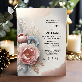 Låt Silke Rosa Boho Peony Garden Dusty Ro Bröllop Inbjudningar