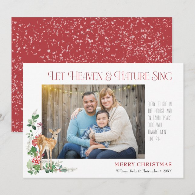 Låt Sjungan Heaven & Nature - Platt Helgdag Card Julkort (Fram/baksida)